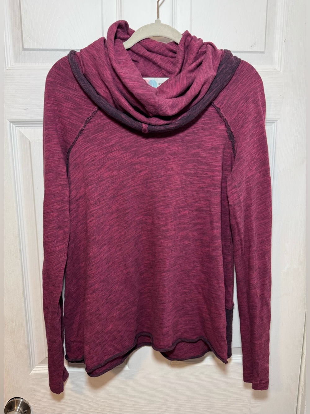 Free People Beach Magenta Cocoon Cowl Neck Long Sleeve Shirt Casual - Picture 14 of 14